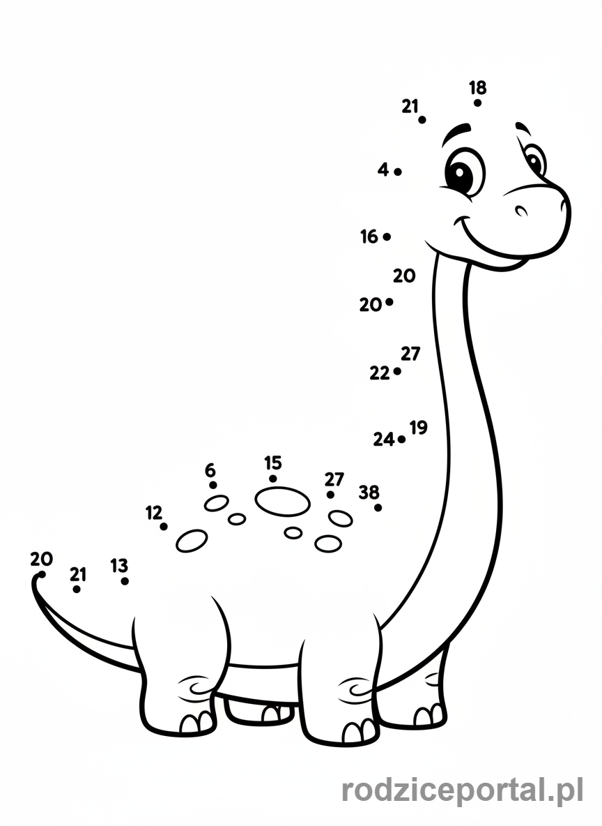 Kolorowanka Logiczne Dla Dzieci - Połącz kropki dinozaur