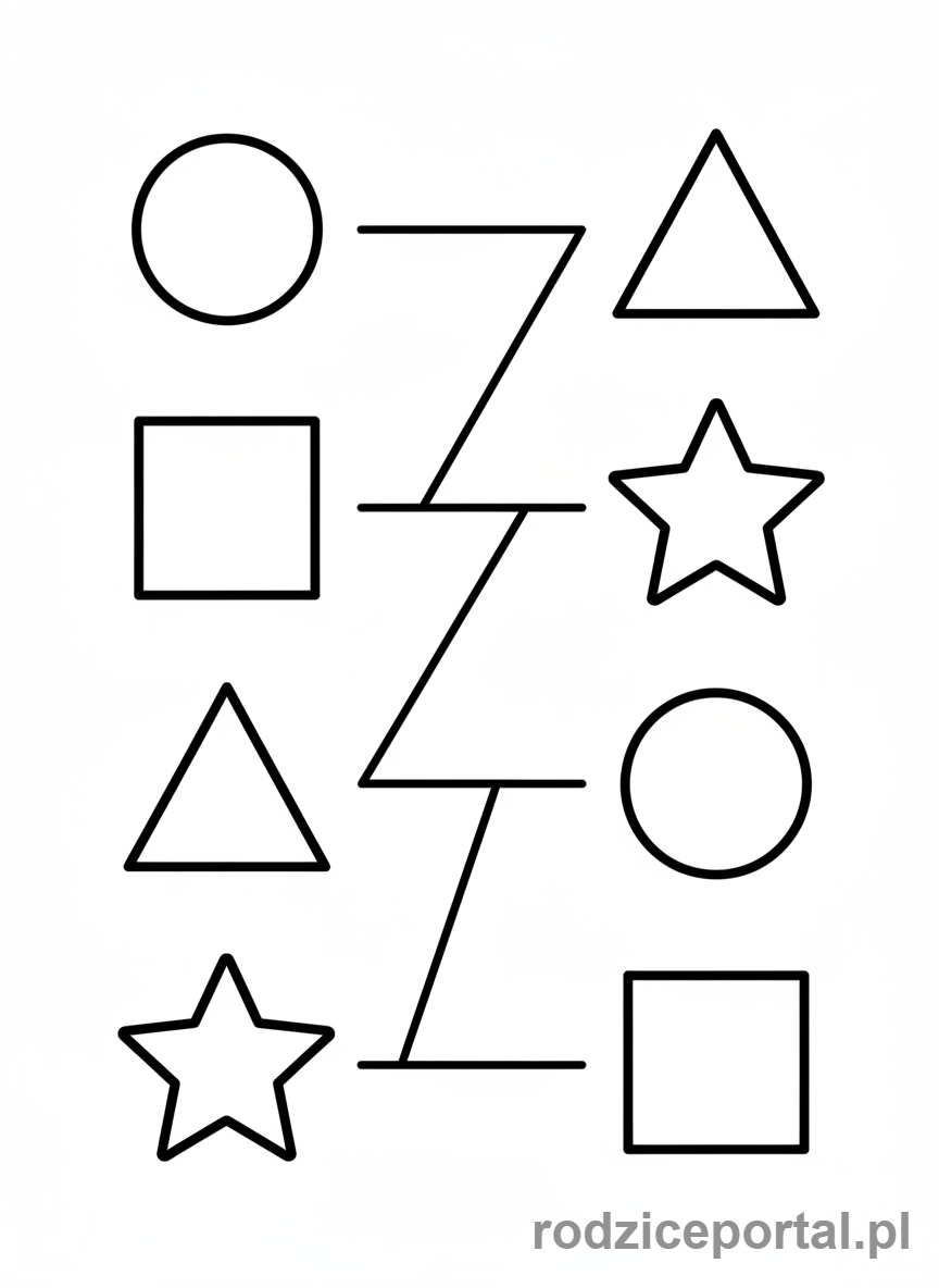Kolorowanka Logiczne Dla Dzieci - Połącz kształty