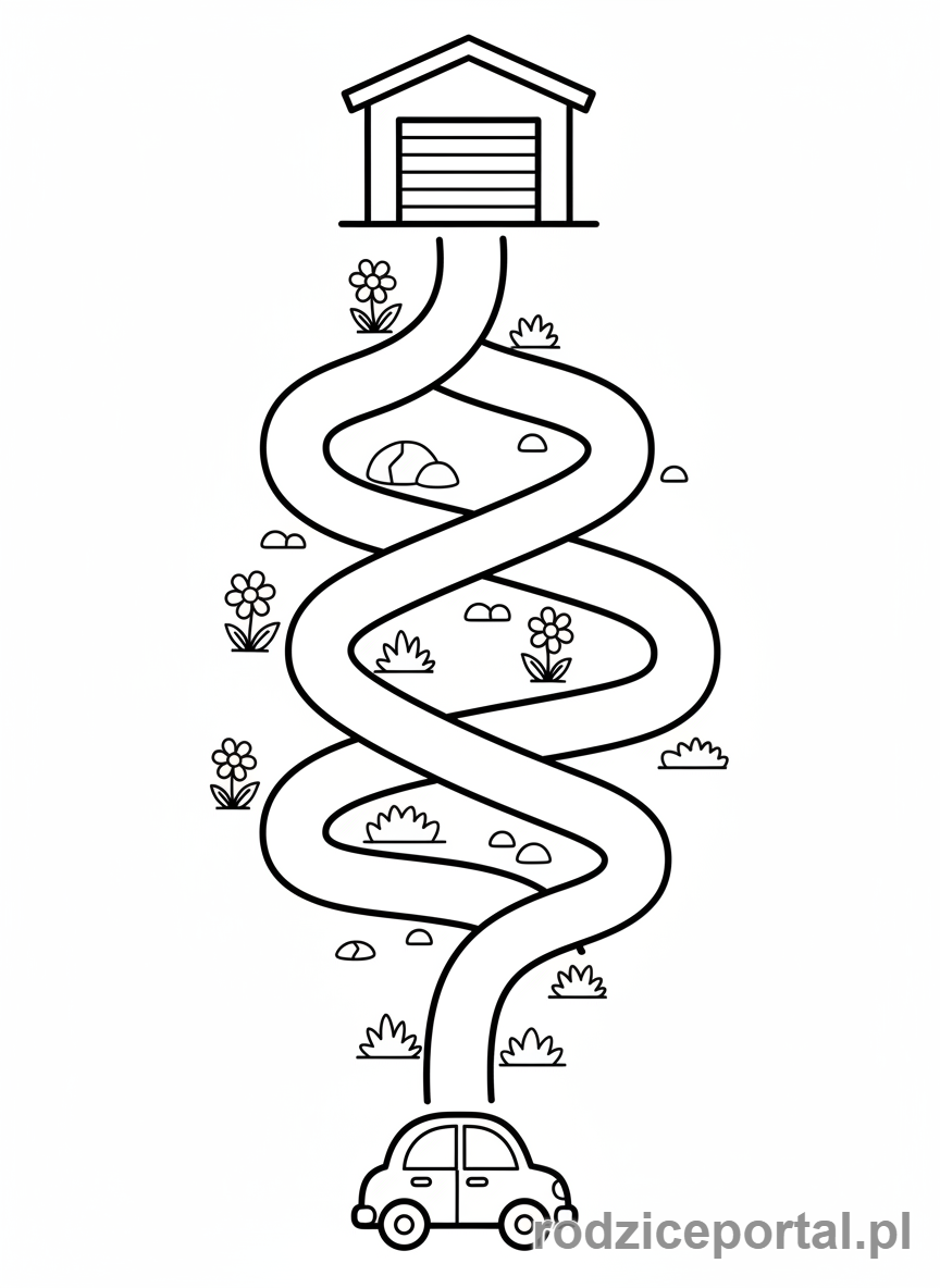 Kolorowanka Logiczne Dla Dzieci - Poprowadź autko do garażu