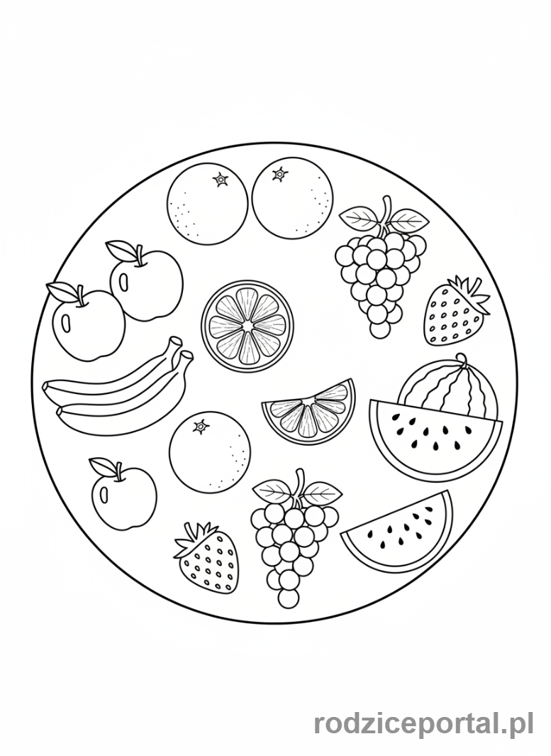 Kolorowanka Logiczne Dla Dzieci - Znajdź pary owoców