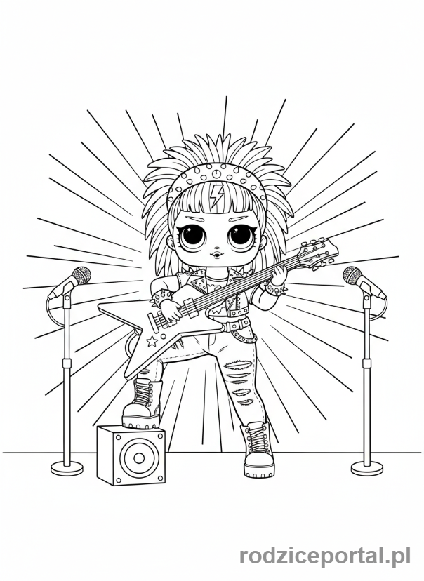 Kolorowanka Lol - Lalka L.O.L. grająca na gitarze