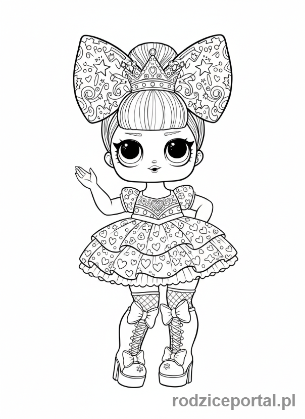 Kolorowanka Lol - Lalka L.O.L. z dużą kokardą we włosach