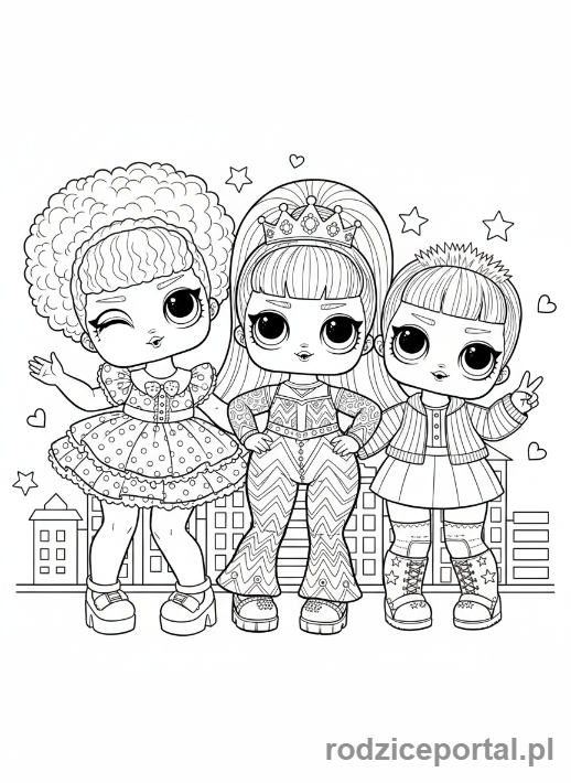 Kolorowanka Lol - Trzy lalki L.O.L. pozujące razem