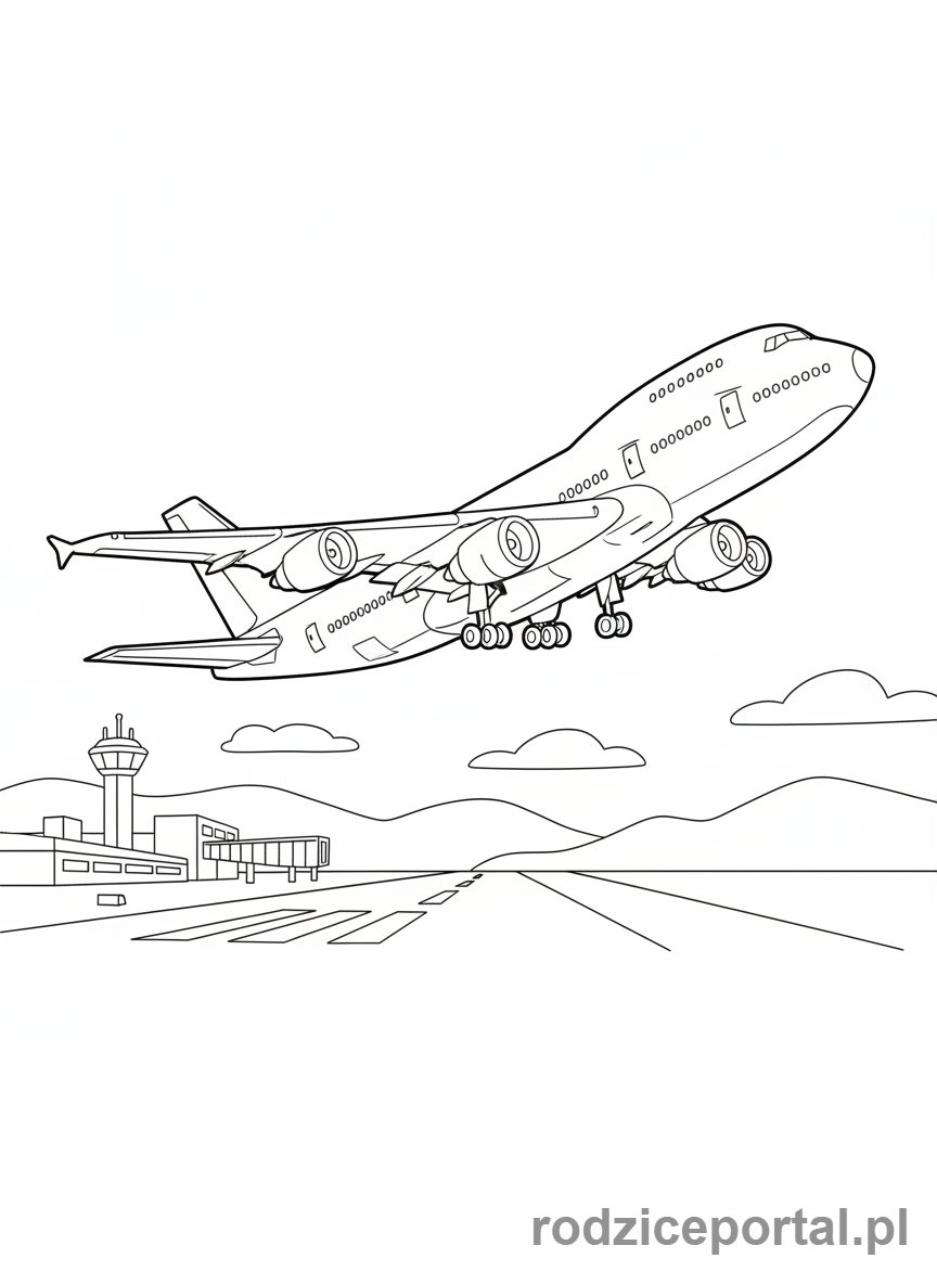 Kolorowanka Lotnisko - Samolot startujący