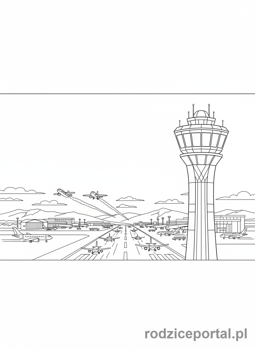 Kolorowanka Lotnisko - Wieża kontroli lotów