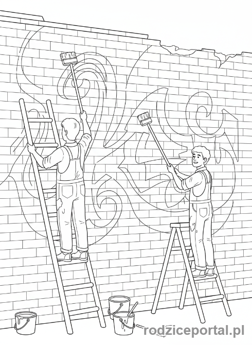 Kolorowanka Malarstwo - Malowanie muralu