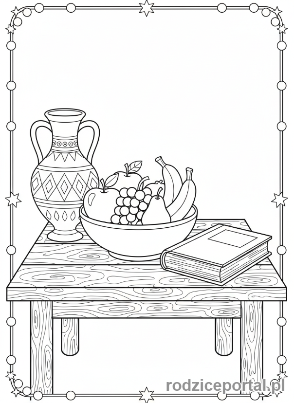 Kolorowanka Malarstwo - Martwa natura z owocami