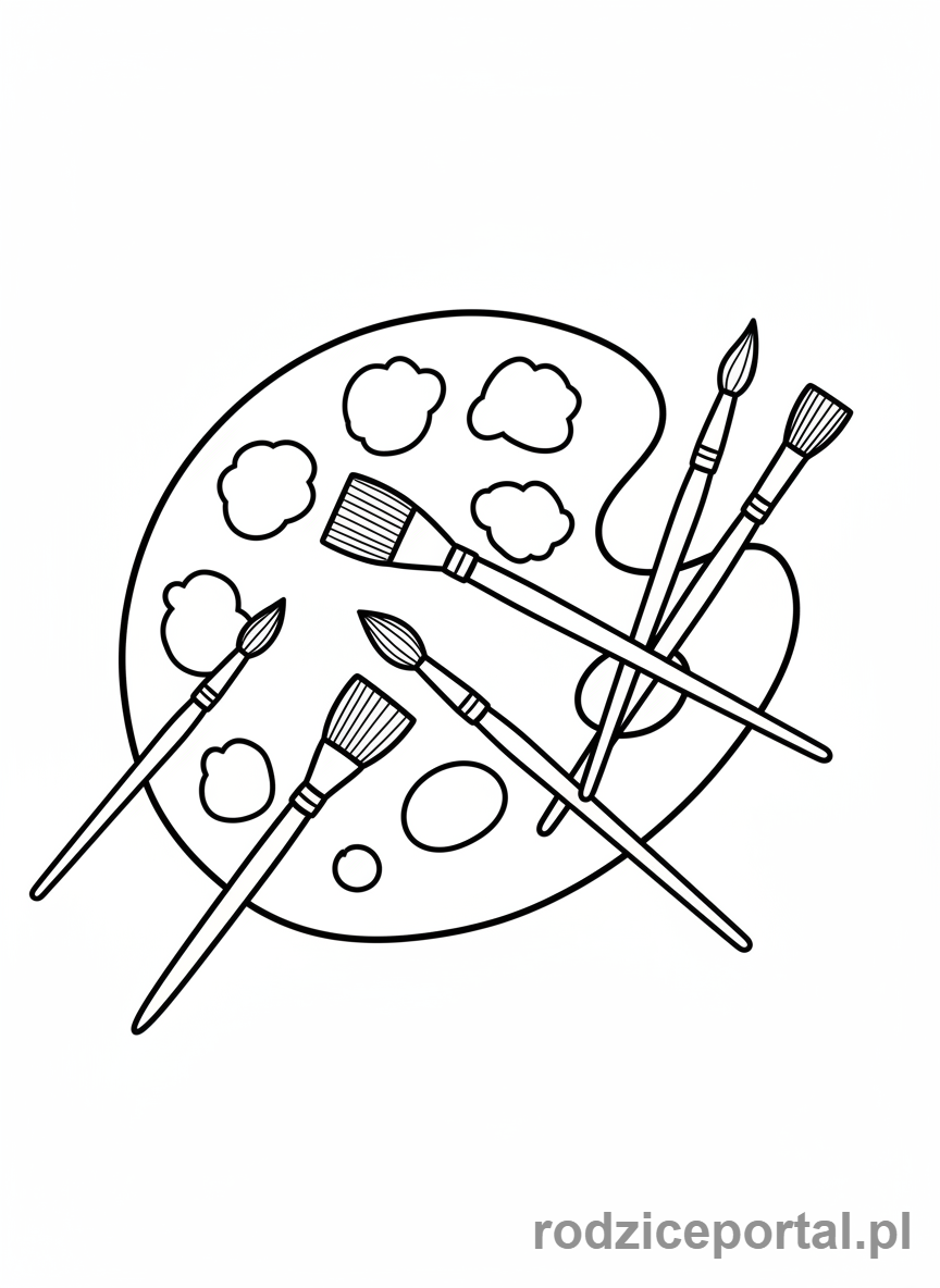 Kolorowanka Malarstwo - Paleta i pędzle