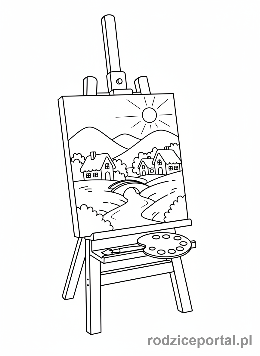 Kolorowanka Malarstwo - Półukończony obraz