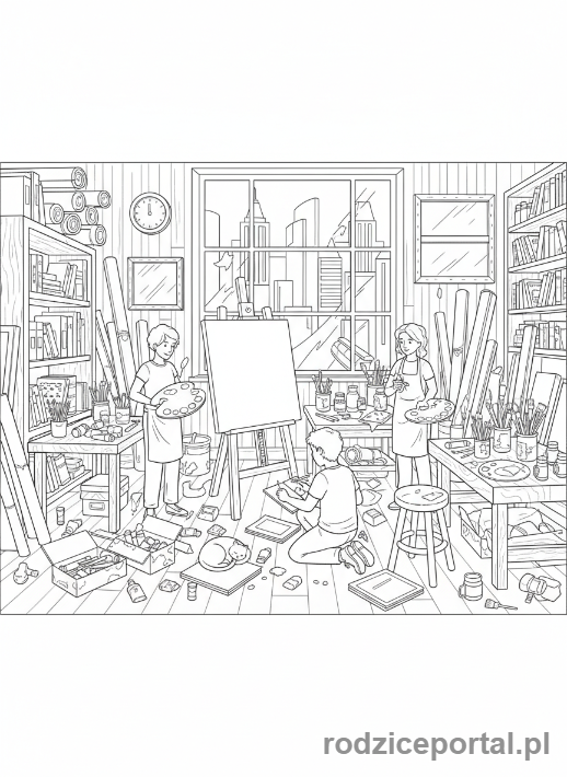 Kolorowanka Malarstwo - Pracownia malarza