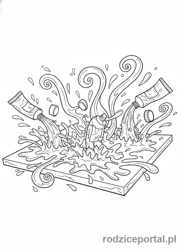 Kolorowanka Malarstwo - Rozlane farby