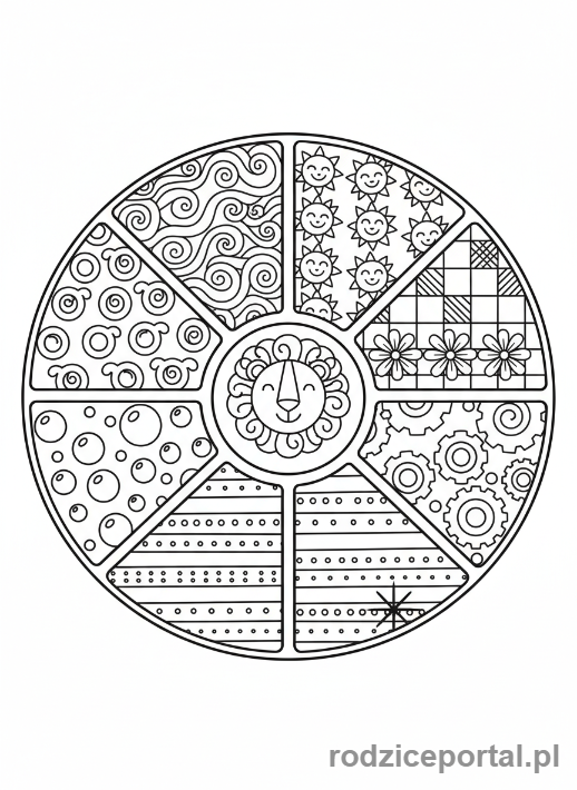 Kolorowanka Mandala - Mandala podzielona na sekcje