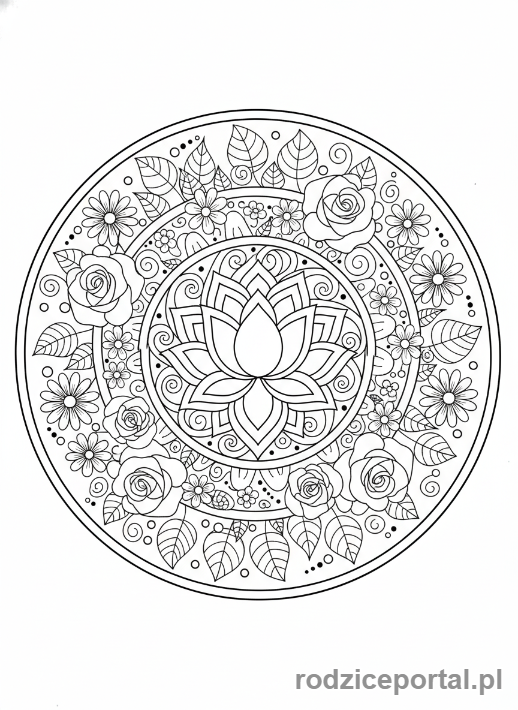 Kolorowanka Mandala - Mandala z motywami kwiatowymi