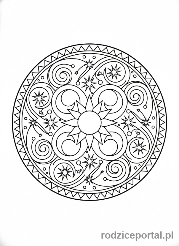 Kolorowanka Mandala - Mandala z motywami nieba