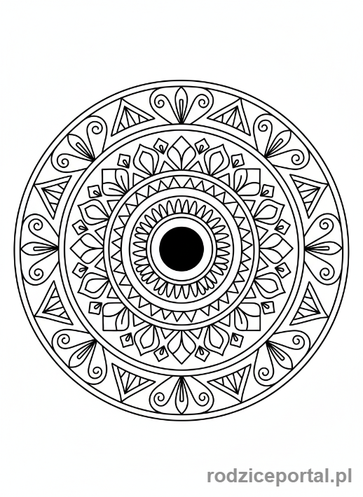 Kolorowanka Mandala - Mandala z promienistymi wzorami