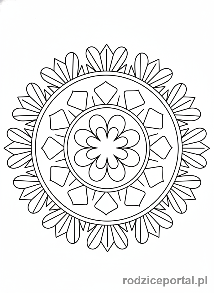 Kolorowanka Mandala - Prosta mandala dla początkujących