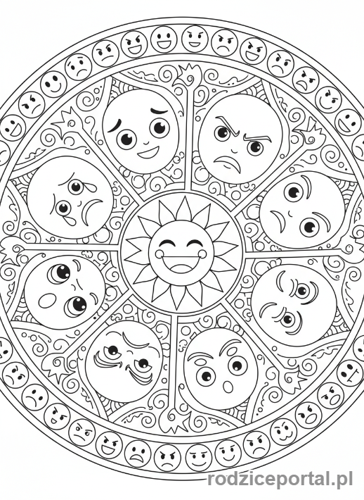 Kolorowanka Mandale Edukacyjne - Mandala emocje
