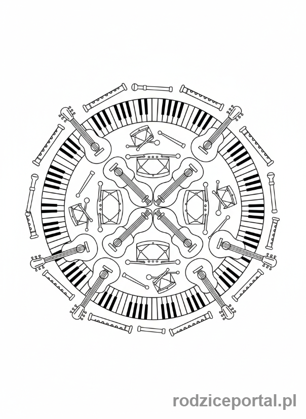 Kolorowanka Mandale Edukacyjne - Mandala instrumenty