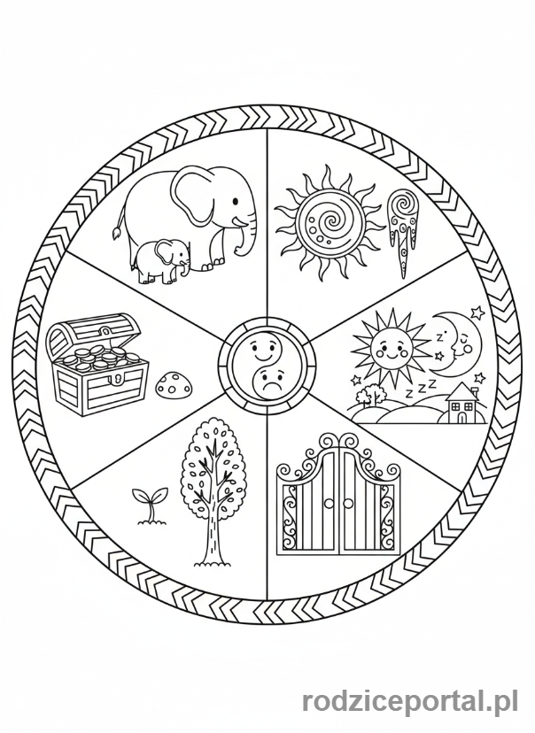 Kolorowanka Mandale Edukacyjne - Mandala przeciwieństwa