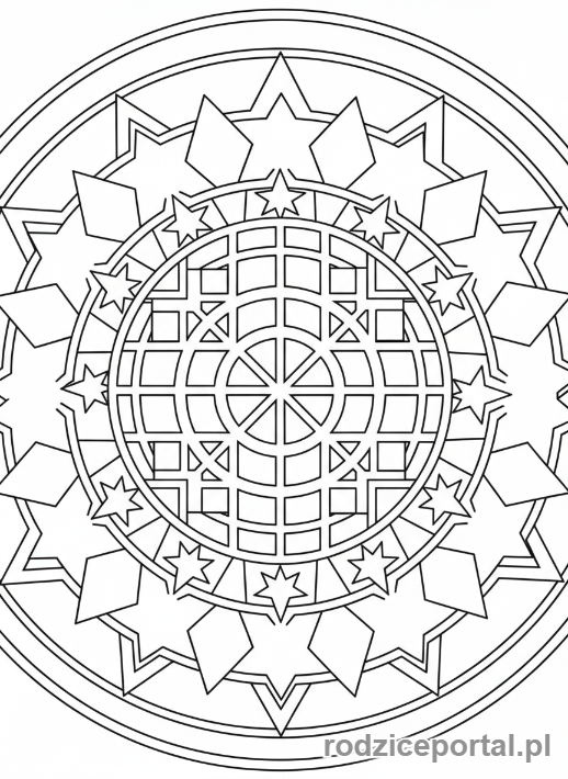Kolorowanka Mandale Edukacyjne - Mandala z kształtami