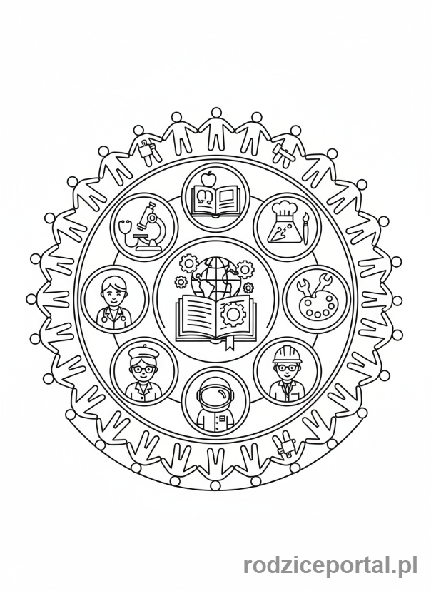 Kolorowanka Mandale Edukacyjne - Mandala zawody