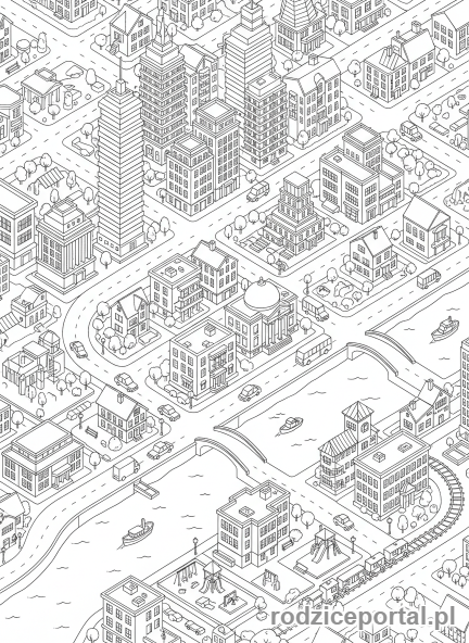 Kolorowanka Mapa Miasta - Izometryczna mapa miasta