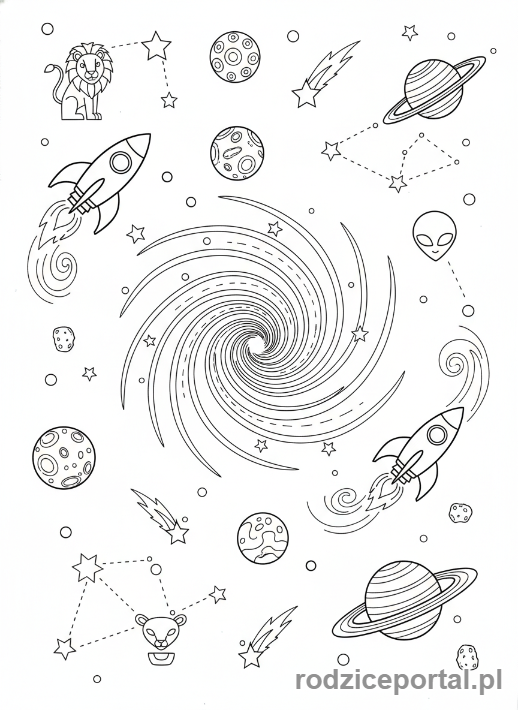 Kolorowanka Mapy - Gwiezdna mapa kosmosu