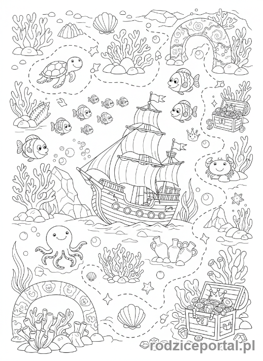 Kolorowanka Mapy - Podwodna mapa