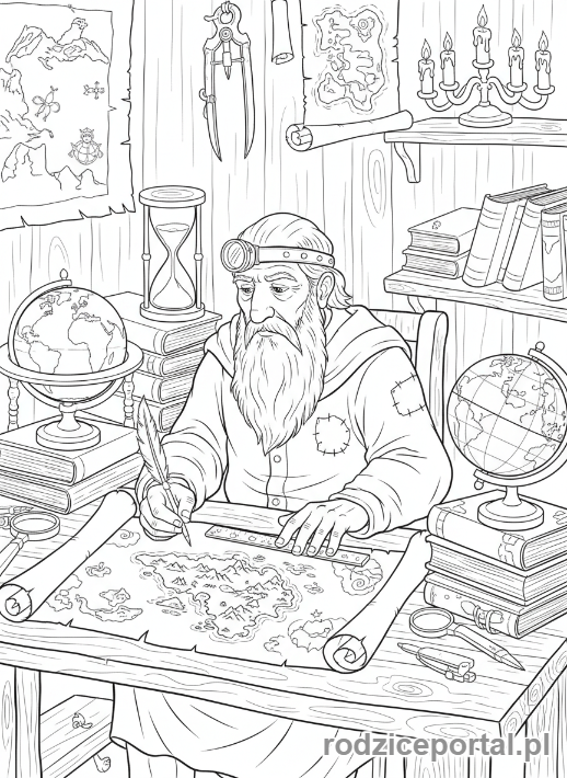 Kolorowanka Mapy - Starożytny kartograf