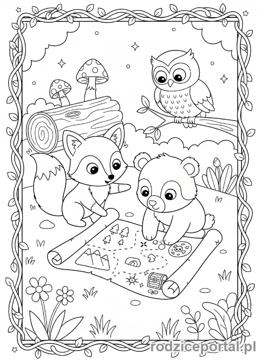 Kolorowanka Mapy - Zwierzaki z mapą