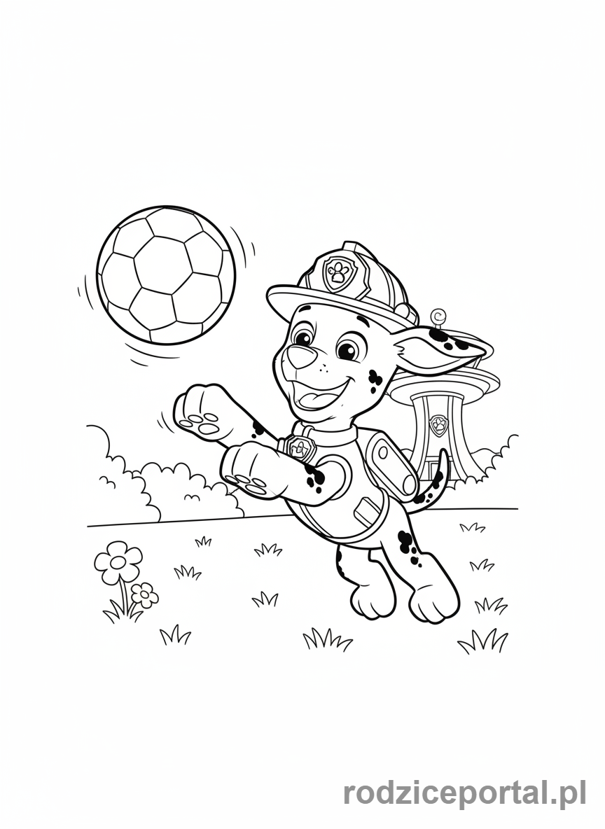 Kolorowanka Marshall - Marshall bawiący się piłką