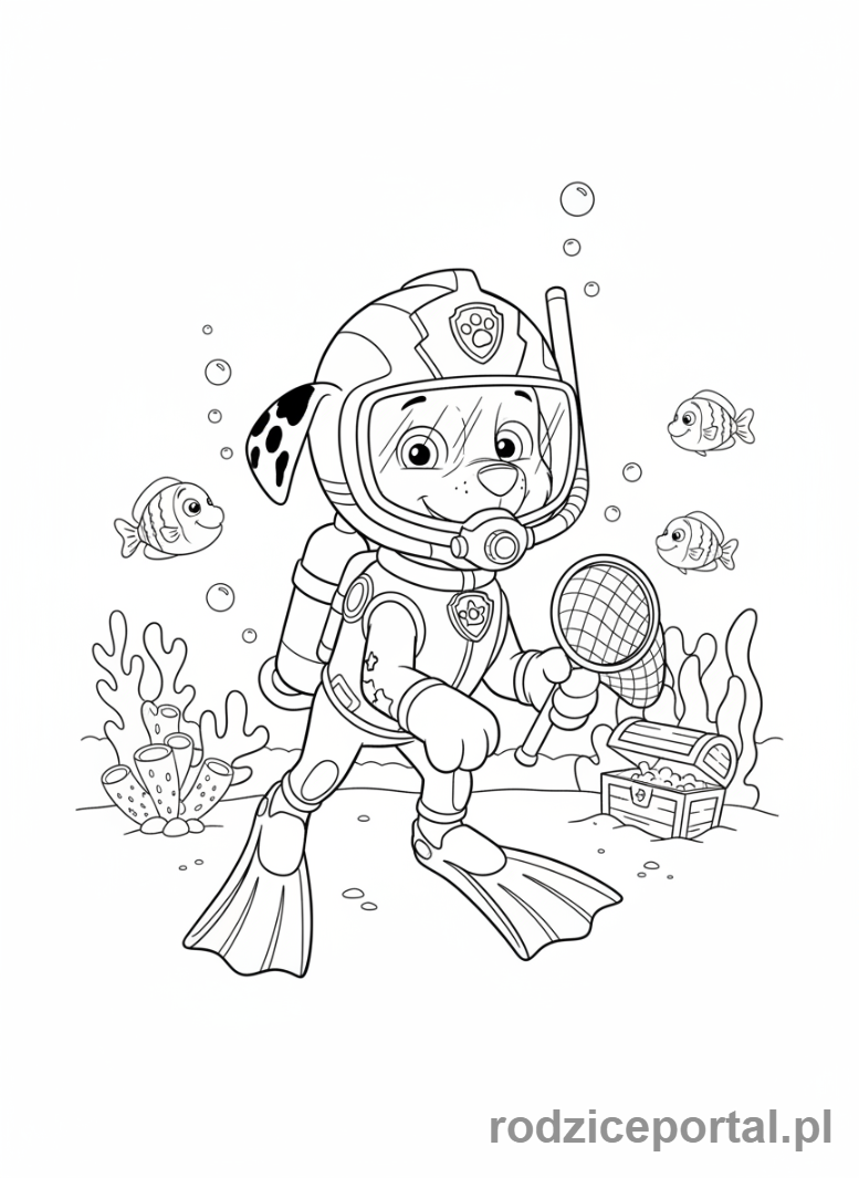 Kolorowanka Marshall - Marshall w stroju nurka