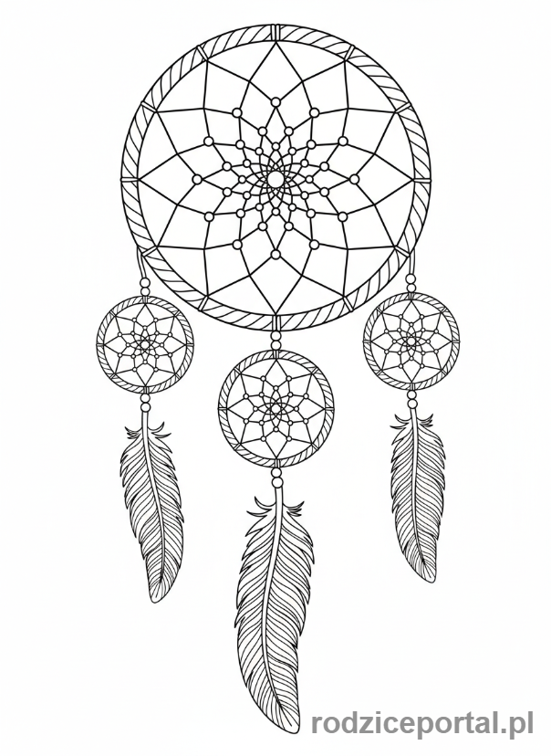 Kolorowanka Marzenia - Łapacz snów z piórami