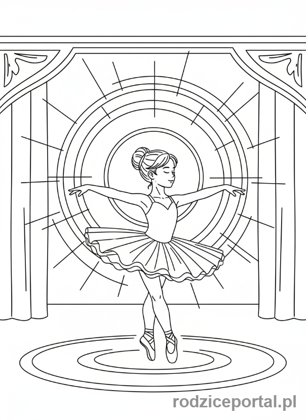 Kolorowanka Marzenia Dzieci - Baletnica tańcząca na scenie