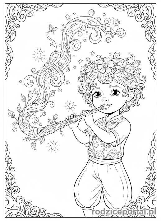 Kolorowanka Marzenia Dzieci - Mały muzyk z instrumentem