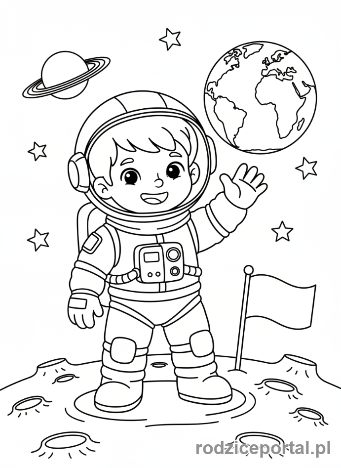Kolorowanka Marzenia Zawodowe - Astronauta na Księżycu
