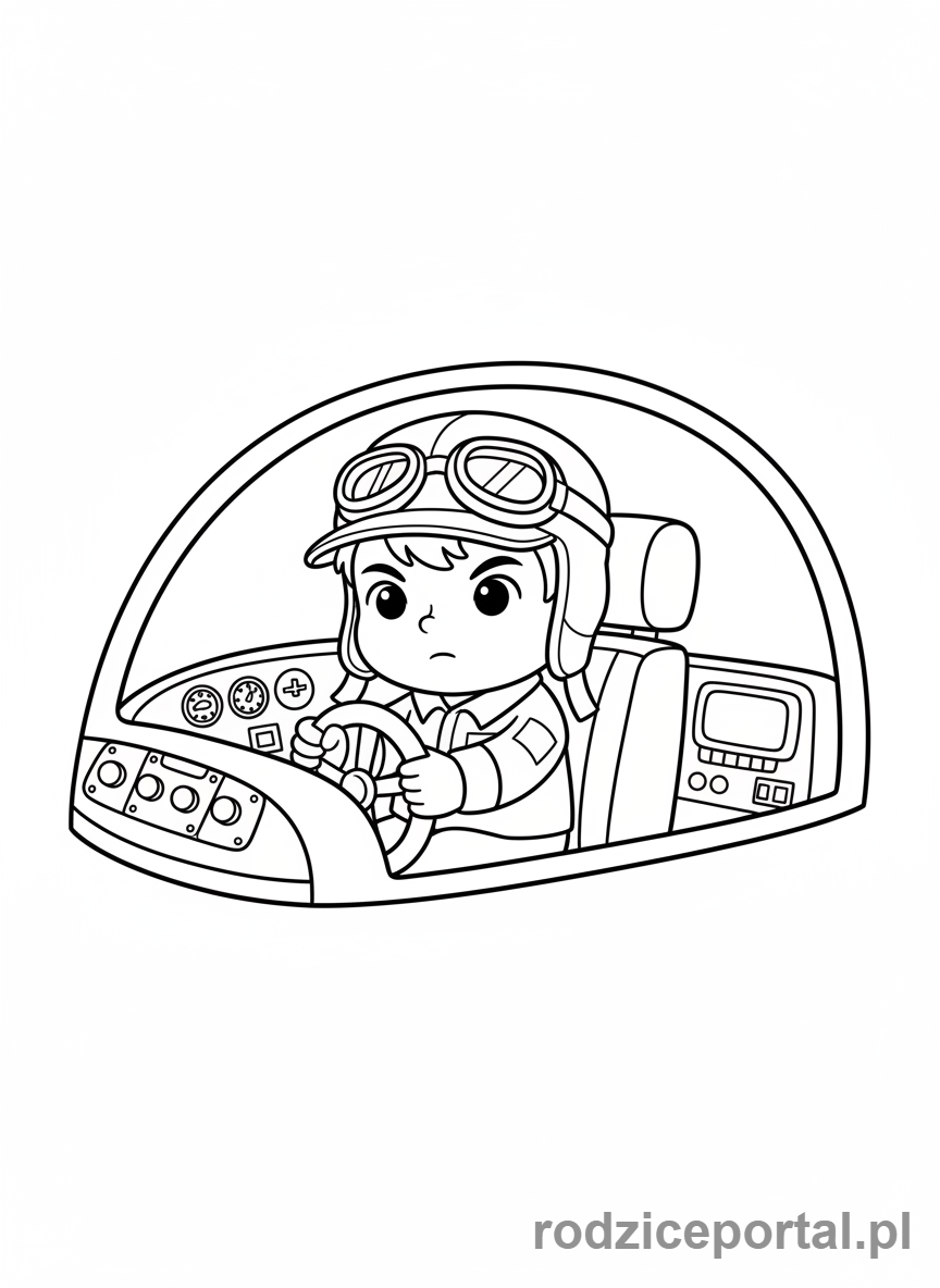 Kolorowanka Marzenia Zawodowe - Mały pilot w kokpicie