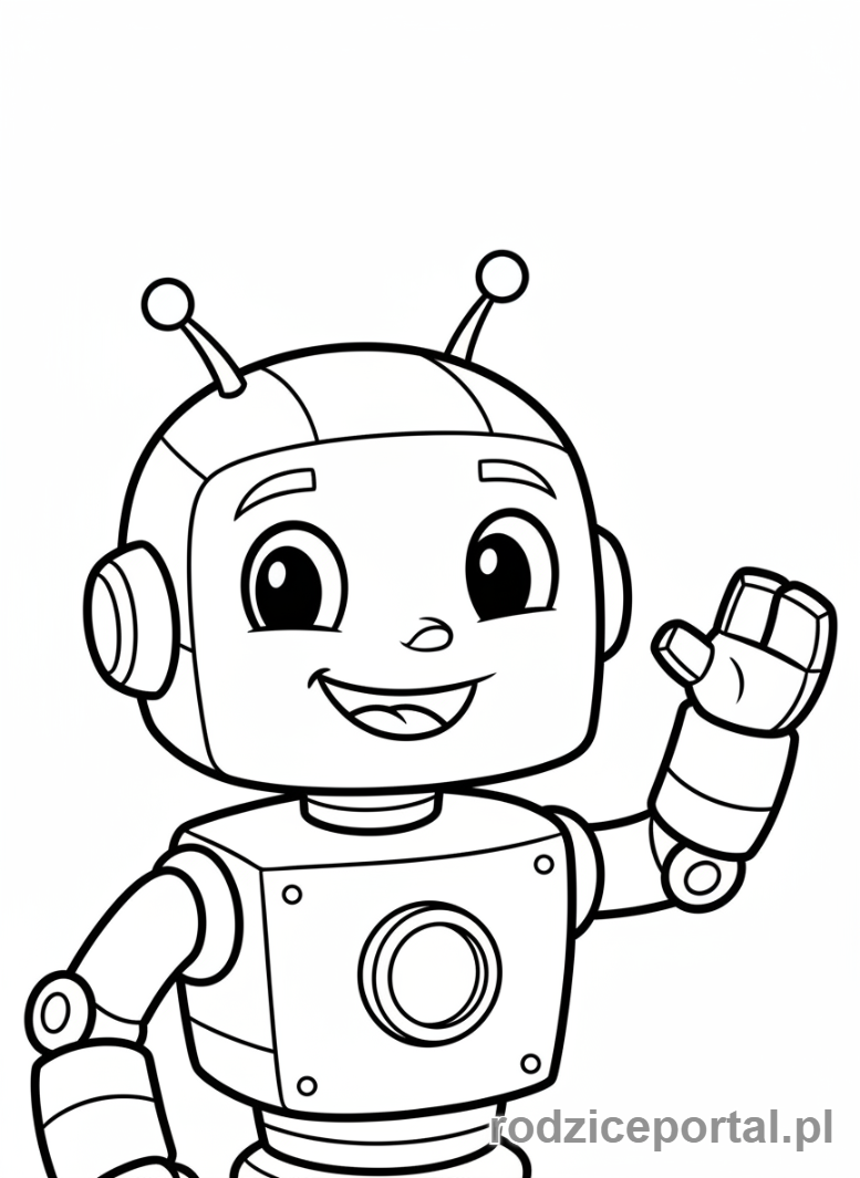 Kolorowanka Maszyny - Przyjazny robot z dużymi oczami