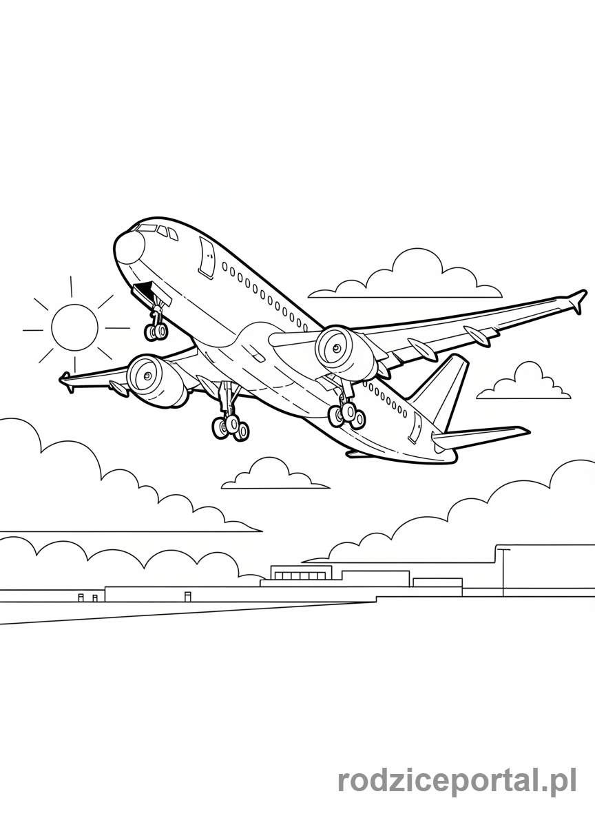 Kolorowanka Maszyny - Samolot pasażerski startuje