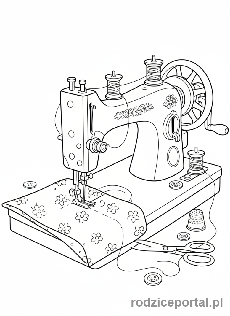 Kolorowanka Maszyny - Stara maszyna do szycia