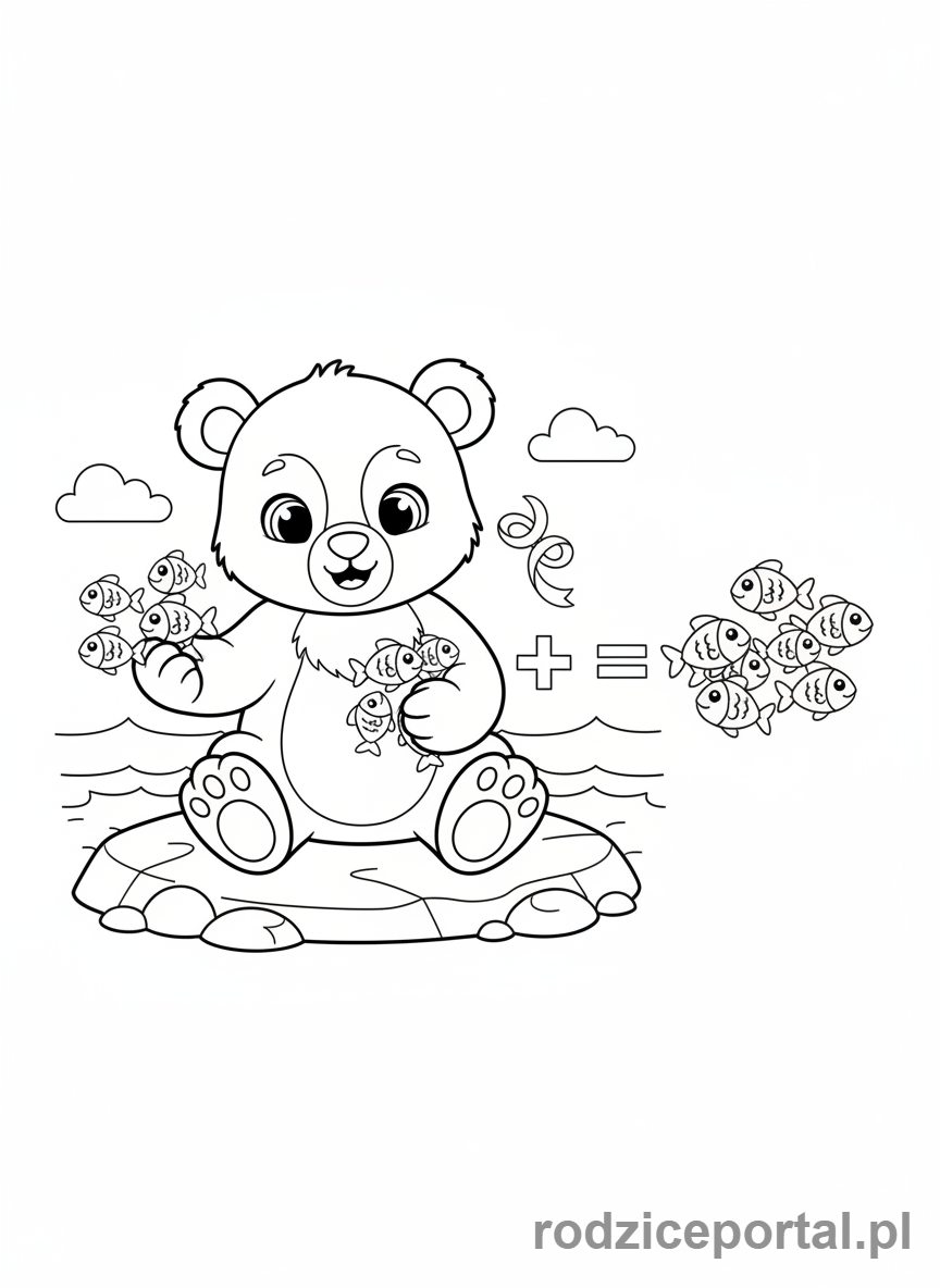 Kolorowanka Matematyczne - Dodawanie misiów