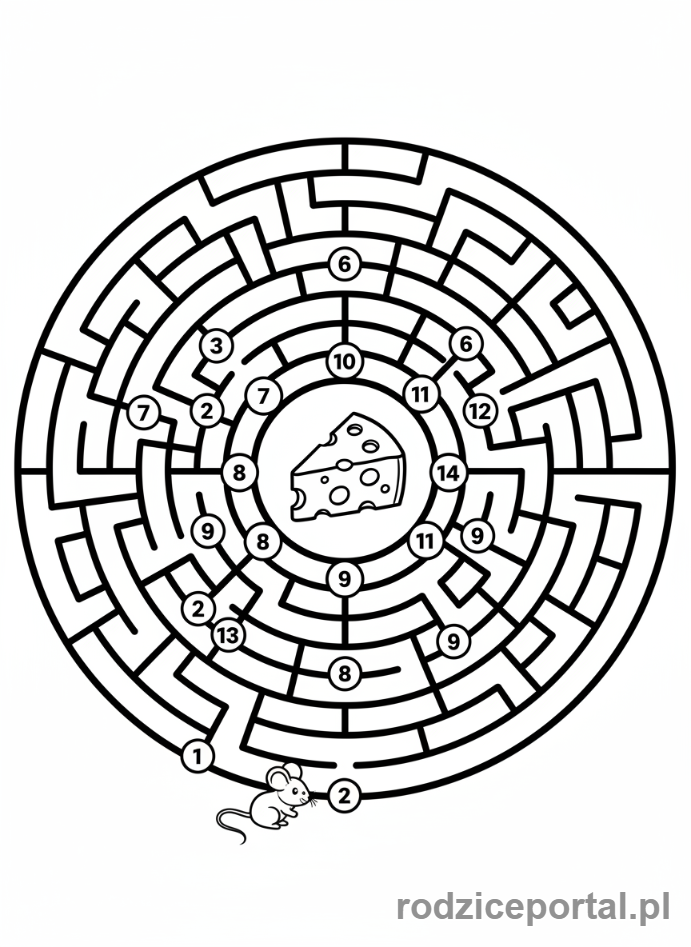 Kolorowanka Matematyczne - Labirynt cyfrowy