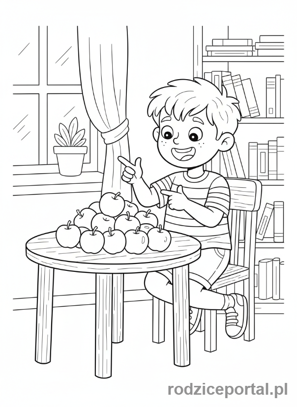 Kolorowanka Matematyczne - Liczący chłopiec