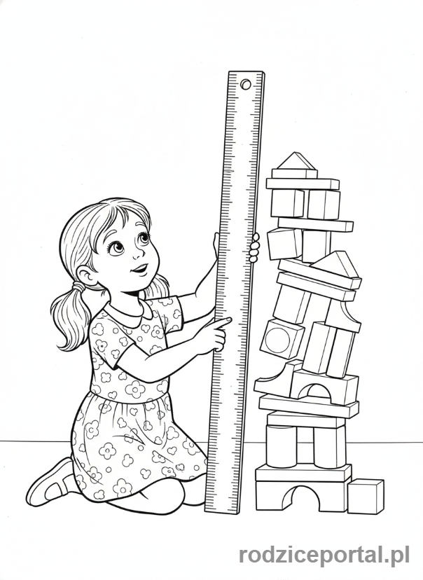 Kolorowanka Matematyczne - Mierzenie wieży