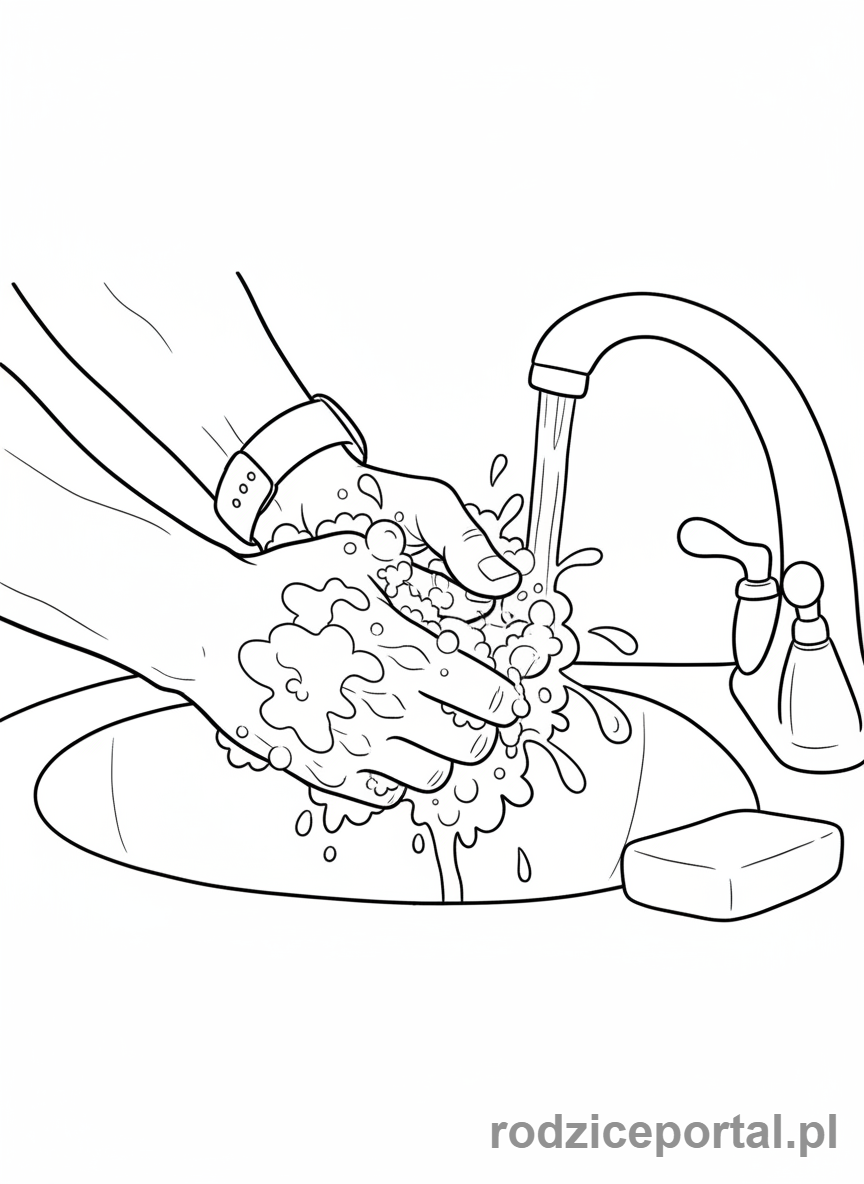 Kolorowanka Mechanik - Mechanik myje ręce