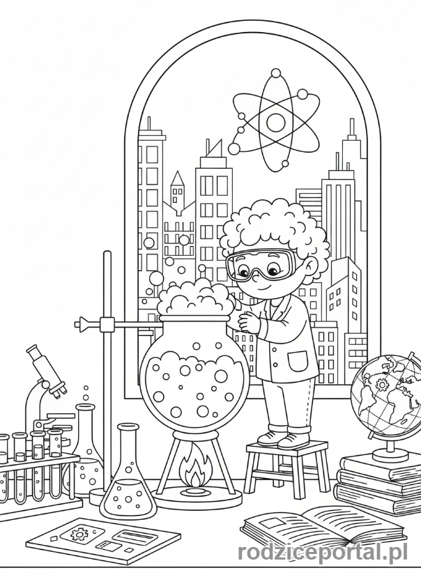 Kolorowanka Miasto Edukacyjne - Laboratorium naukowe