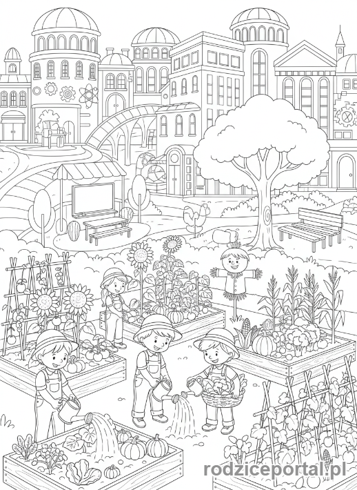 Kolorowanka Miasto Edukacyjne - Ogród społeczny