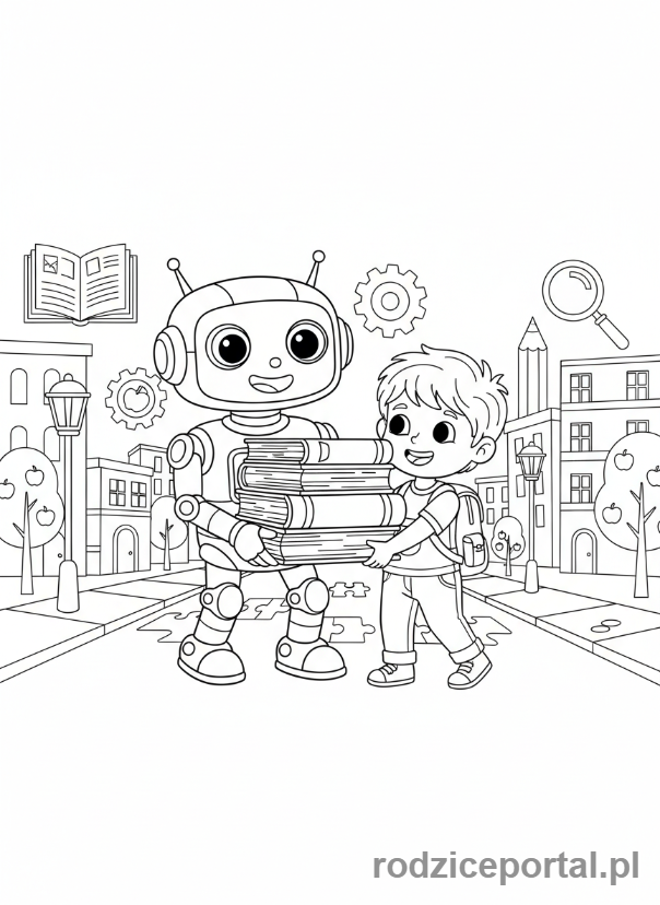 Kolorowanka Miasto Edukacyjne - Robot w mieście