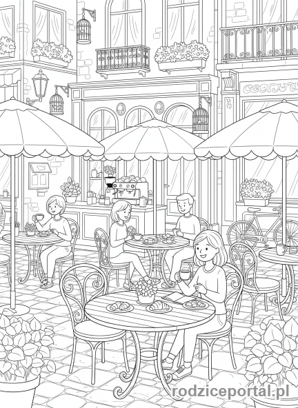 Kolorowanka Miasto - Kawiarnia uliczna