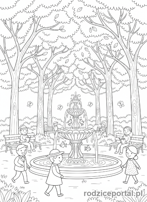 Kolorowanka Miasto - Park miejski